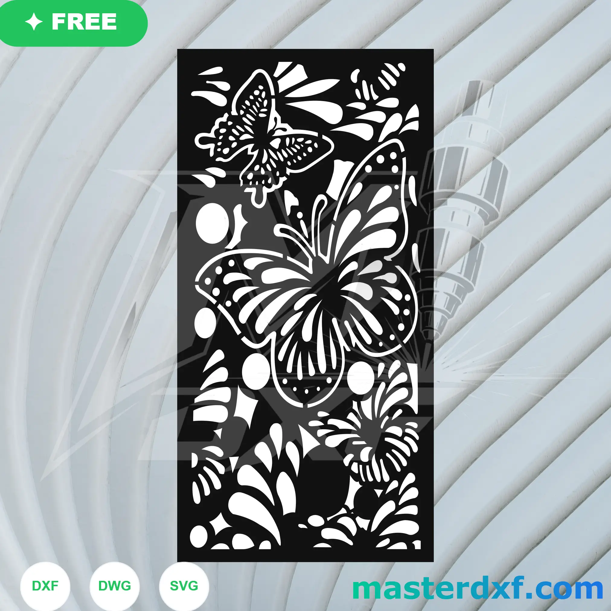 Art Nouveau Fluttering Monarch Butterfly Privacy Panel DXF File